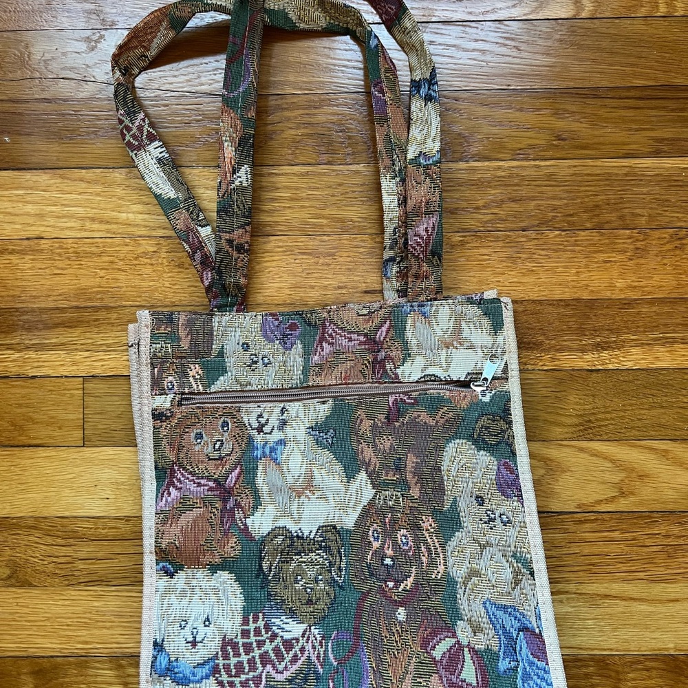 Vintage Roma Leathers Puppy Print Tote Bag